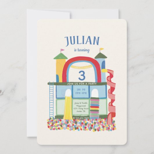 屋内遊び場子供の誕生日パーティー 招待状 (正面)