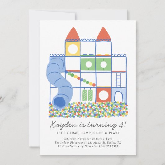 屋内遊び場子供の誕生日 招待状 (正面)