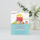 屋内遊び場数々の – 民族子供の誕生日パーティー 招待状 (スタンド正面)