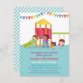 屋内遊び場数々の – 民族子供の誕生日パーティー 招待状 (正面/裏面)