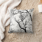 屋外か屋内白黒の抽象芸術の木 クッション (ブランケット)