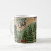 屋外でのヴィンテージのシームレスなパターン(h) コーヒーマグカップ (正面左)