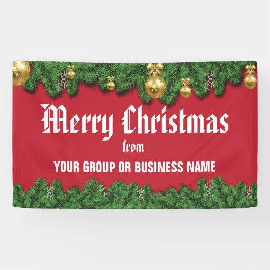 屋外で緑のクリスマスを楽しめ縁どる 横断幕 (横)