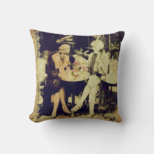 屋外のカフェのヴィンテージの記念品 クッション (正面)