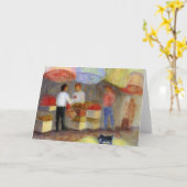 屋外の市場、挨拶状 カード (黄色い花)