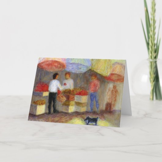 屋外の市場、挨拶状 カード (正面)