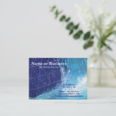 屋外の青いタイル張りのプール噴水 名刺 (スタンド正面)