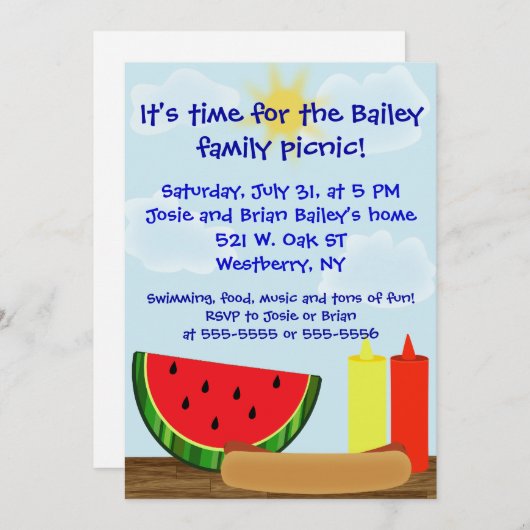 屋外のCookoutの招待状 招待状 (正面/裏面)