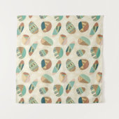 屋外のGeoのステップ|ティール（緑がかった色）パターン タペストリー (正面(横))