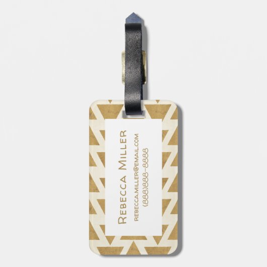 屋外のGeoのステップ|金ゴールドの幾何学的なパターン ラゲッジタグ (裏面縦)