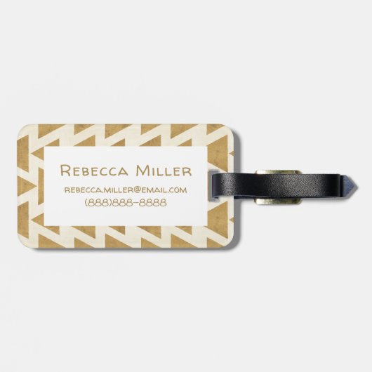 屋外のGeoのステップ|金ゴールドの幾何学的なパターン ラゲッジタグ (裏面横)
