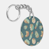 屋外のGeoのステップ|青いパターン キーホルダー (正面左)