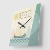 屋外のGeo III |はさまよいます スクエア壁時計 (傾斜)