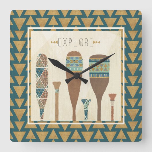 屋外のGeo VII |は探検します スクエア壁時計 (正面)