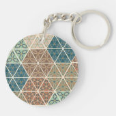 屋外のGeo XI |の青及び緑の種族パターン キーホルダー (裏面)