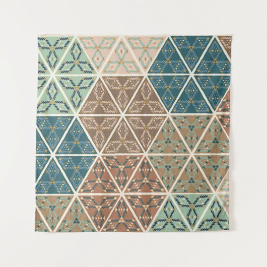 屋外のGeo XI |の青及び緑の種族パターン タペストリー (正面(横))