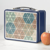 屋外のGeo XI |の青及び緑の種族パターン メタルランチボックス (インサイチュ)