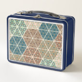 屋外のGeo XI |の青及び緑の種族パターン メタルランチボックス (正面)