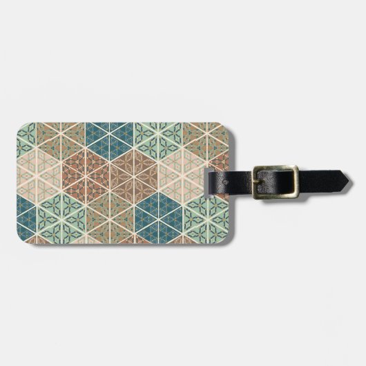 屋外のGeo XI |の青及び緑の種族パターン ラゲッジタグ (正面横)