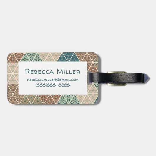 屋外のGeo XI |の青及び緑の種族パターン ラゲッジタグ (裏面横)