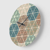 屋外のGeo XI |の青及び緑の種族パターン ラージ壁時計 (傾斜)