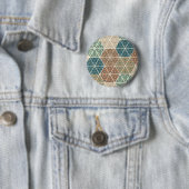 屋外のGeo XI |の青及び緑の種族パターン 缶バッジ (インサイチュ)