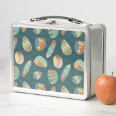 屋外のGeo XII |の青及び緑の幾何学的なパターン メタルランチボックス (インサイチュ)