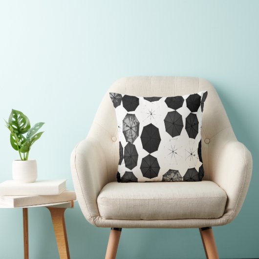 屋外または屋内グレー白黒傘のスロー クッション (椅子)