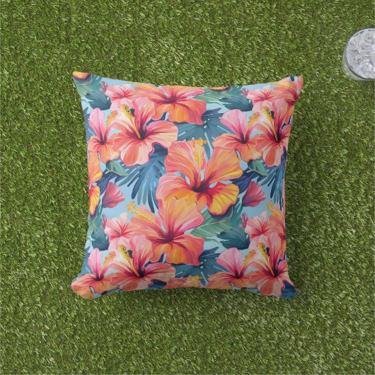 屋外アクセントピロートロピカルフラワー アウトドアクッション (芝生)