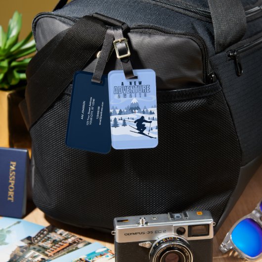 屋外アドベンチャースノーボーディング冬 ラゲッジタグ (正面&裏面)