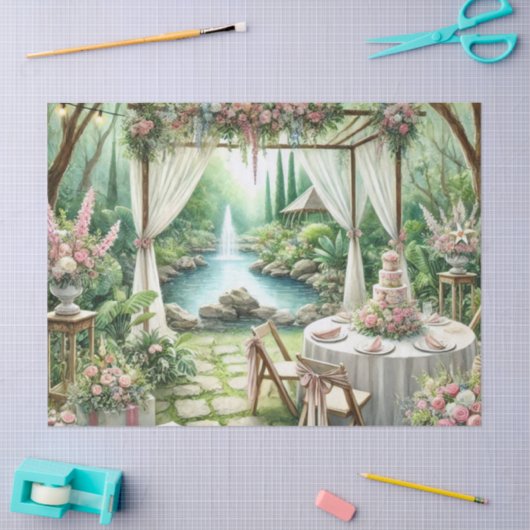 屋外ウェディングレセプションデカエレガントップ 薄葉紙 (クラフト)