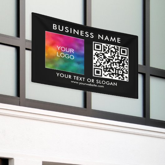 屋外エレガントカスタムビジネスロゴQRコード 横断幕 (ビルの外側)