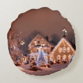 屋外カスタムクリスマスシーン付きクリスマス円枕 ラウンドクッション (裏面)