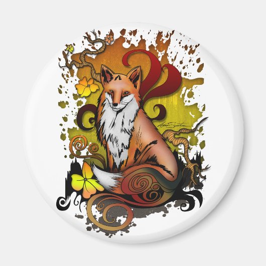 屋外キツネ マグネット (正面)