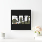 屋外キャンプパパハッピーキャンパー スクエア壁時計 (ホーム)