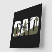 屋外キャンプパパハッピーキャンパー スクエア壁時計 (傾斜)