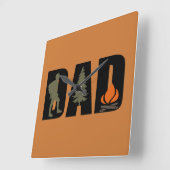 屋外キャンプパパハッピーキャンパー スクエア壁時計 (傾斜)