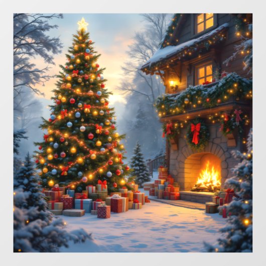 屋外クリスマスウィンドウにしがみつく ウィンドウサイン (シート)