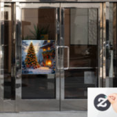 屋外クリスマスウィンドウにしがみつく ウィンドウサイン (オフィスドア)