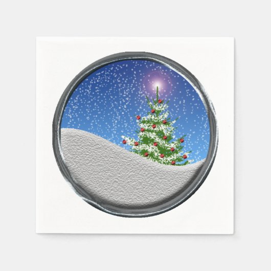 屋外クリスマスツリー吹雪 スタンダードカクテルナプキン (正面)