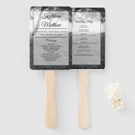 屋外シェードブラック&ホワイト結婚式 プログラム ハンドファン