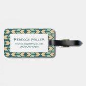 屋外ジオステップ|幾何ティール（緑がかった色）矢印パターン ラゲッジタグ (裏面横)