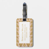 屋外ジオステップ|金ゴールドとサンゴの幾何学模様 ラゲッジタグ (裏面縦)