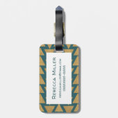 屋外ジオステップ|金ゴールドと暗いティール（緑がかった色）パターン ラゲッジタグ (裏面縦)