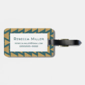 屋外ジオステップ|金ゴールドと暗いティール（緑がかった色）パターン ラゲッジタグ (裏面横)