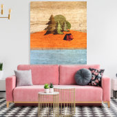 屋外テントのキャンプで森の木目外観 キャンバスプリント (インサイチュ (リビング))