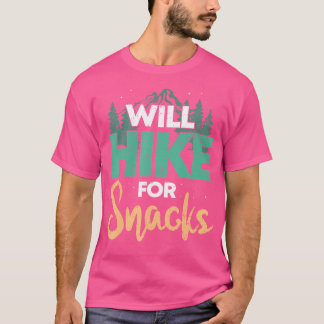 屋外ハイキングで軽食をハイキングおもしろいする Tシャツ