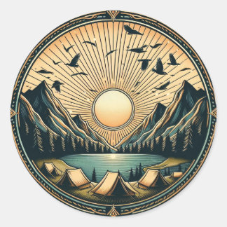 屋外ハイキングステッカー ラウンドシール