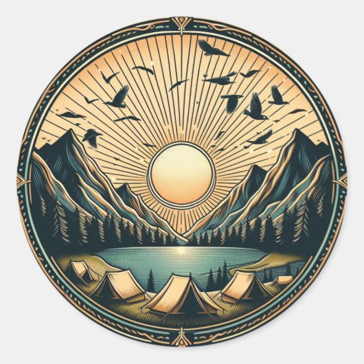 屋外ハイキングステッカー ラウンドシール (正面)