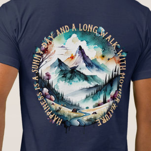 屋外ハイキング、母自然、山、川 Tシャツ